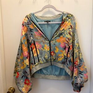 ZARA TRF Collection Floral Print Satin Bomber Jacket
